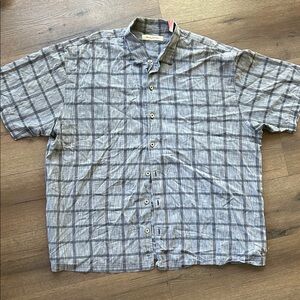 Tommy Bahama Blue Plaid Tencel Casual Shirt ! XXL